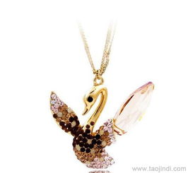 精品水晶香檳色滿鉆小天鵝毛衣鏈 價(jià)格、廠家、圖片與工藝禮品解析